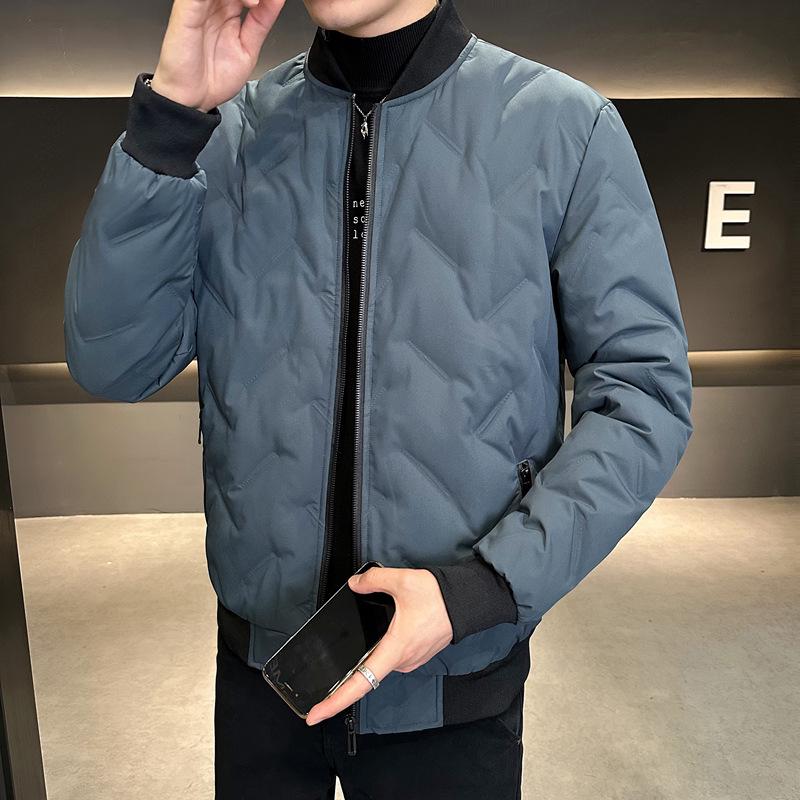 Di Yu Shen Long Men's Winter Baseball Collar Down Jacket - Thick, Warm, White Duck Down Casual Outerwear for Cold Protection