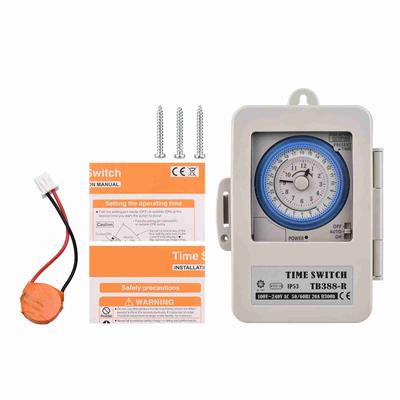 24 Hours Timer Switch IP53 Rating Programmable Electrical Timer Switch Box AC 100-240V 15 Minutes Interval 96 Times ON/ OFF