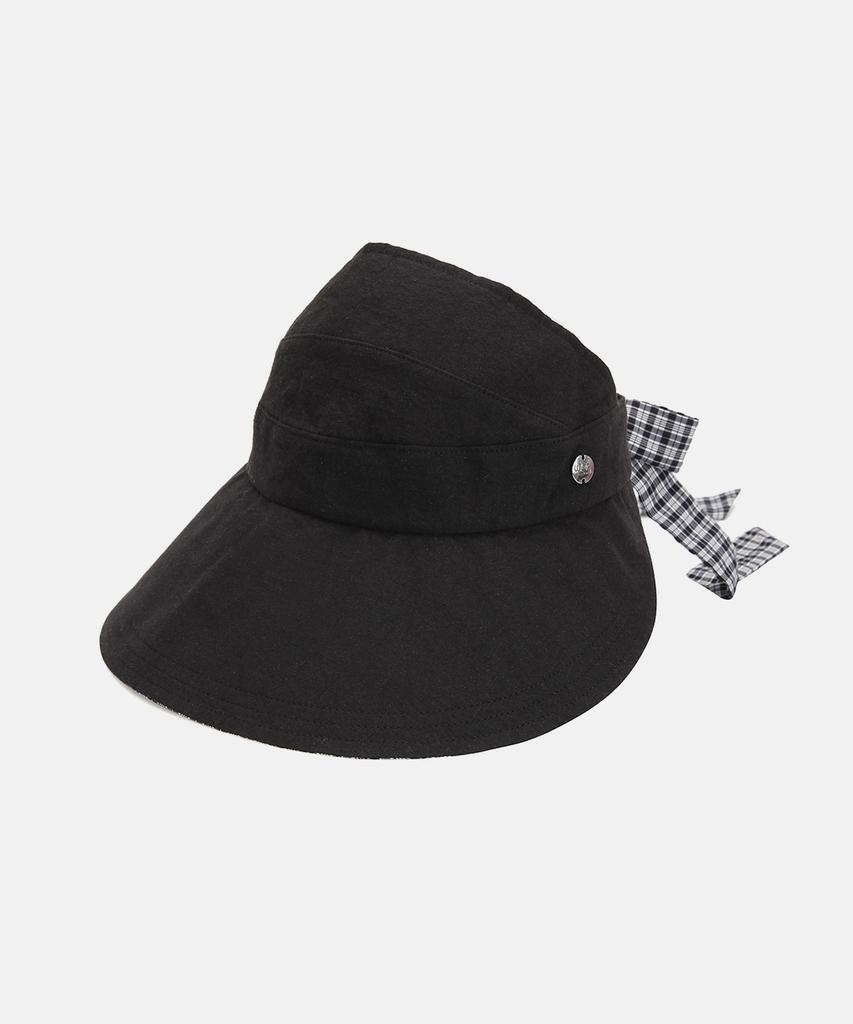 Hwaiteusaenjeu Check Detachable Ribbon Wide-Bridle Sun Cap Rothdon (4 Colors)