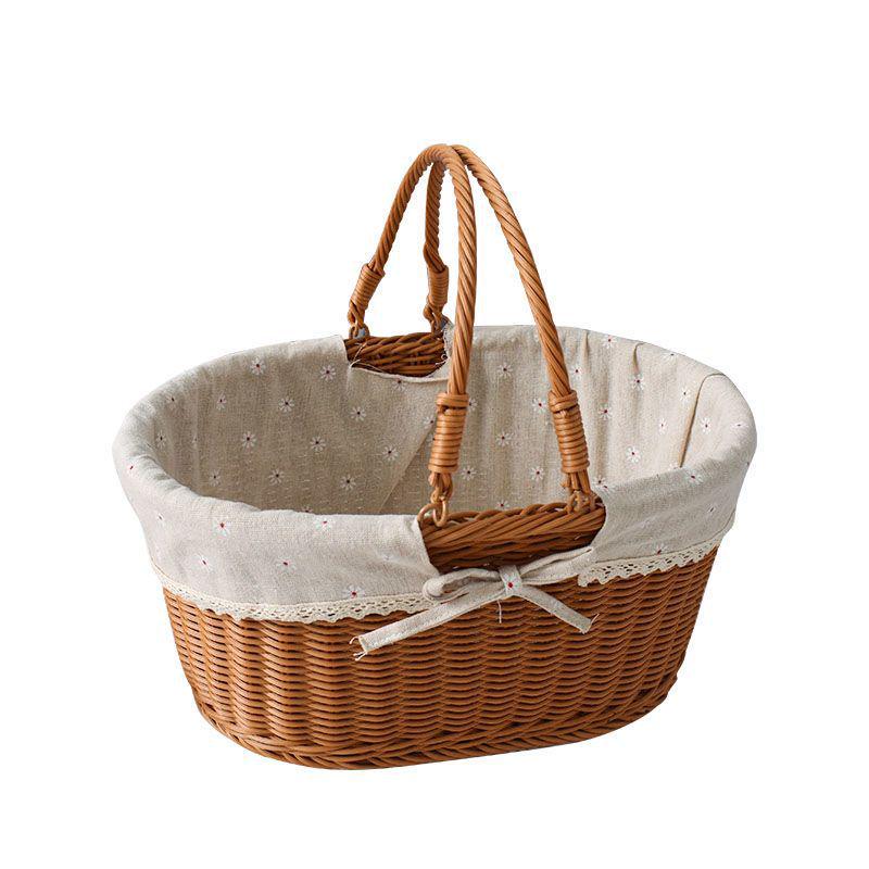 Outdoor Woven Rattan Storage & Picnic Basket with Lid – Ideal for Shopping, Gifts, Eggs & More