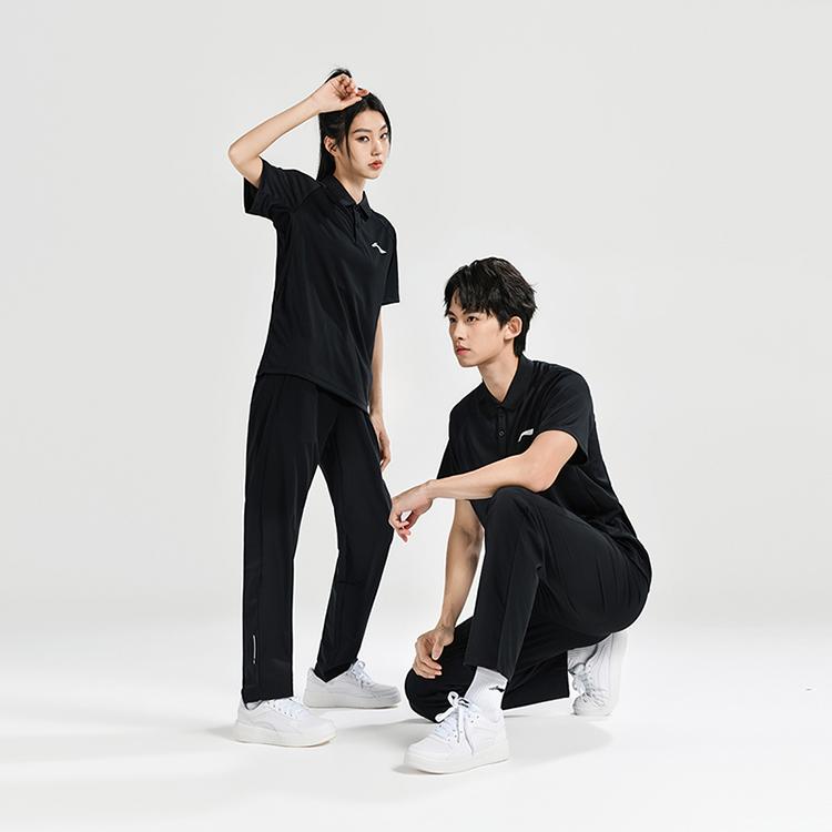 Li Ning Badminton Series Breathable Comfortable Casual Lightweight Short Sleeve Polo Shirt Unisex Tops Black APLU961-1