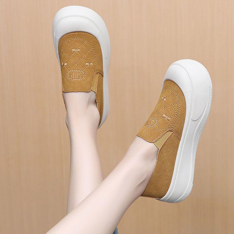Dámské lehké mokasíny s tlustou podrážkou na nazouvání pro jaro 2025 - Všestranné a stylové látkové boty ve starém pekingském stylu