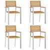 Garden Dining Set 5 Pcs Solid Acacia Wood and Stainless Steel