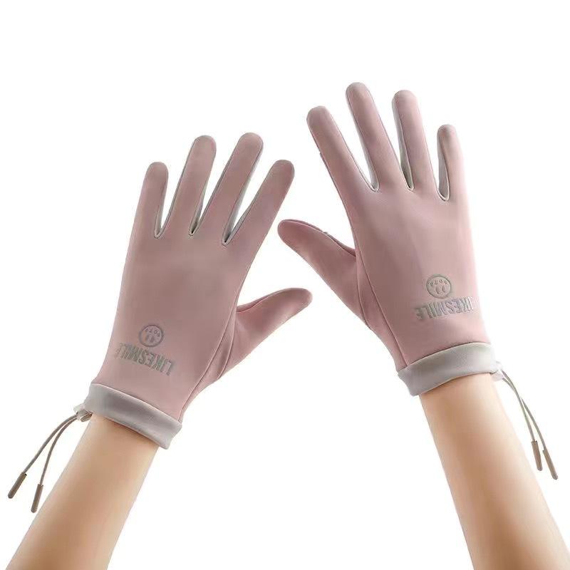 Warm Women's Winter Velvet Outdoor Sports Riding Driving Finger Leak Touch Screen Waterproof, Non-slip and Windproof Gloves