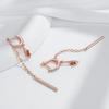Trend Long Tassel Dangle Earrings For Women Fashion  Rose Gold Color With Red Natural Zircon Fine Daily Jewelry