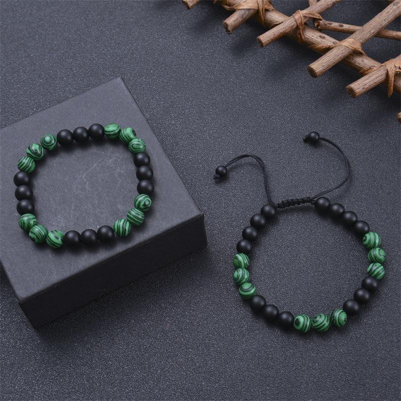 

JYL TS Bracelet Crown CZ Stone Beaded Sparkling Boosts Elegance & Joy Malachite (set) коричневий