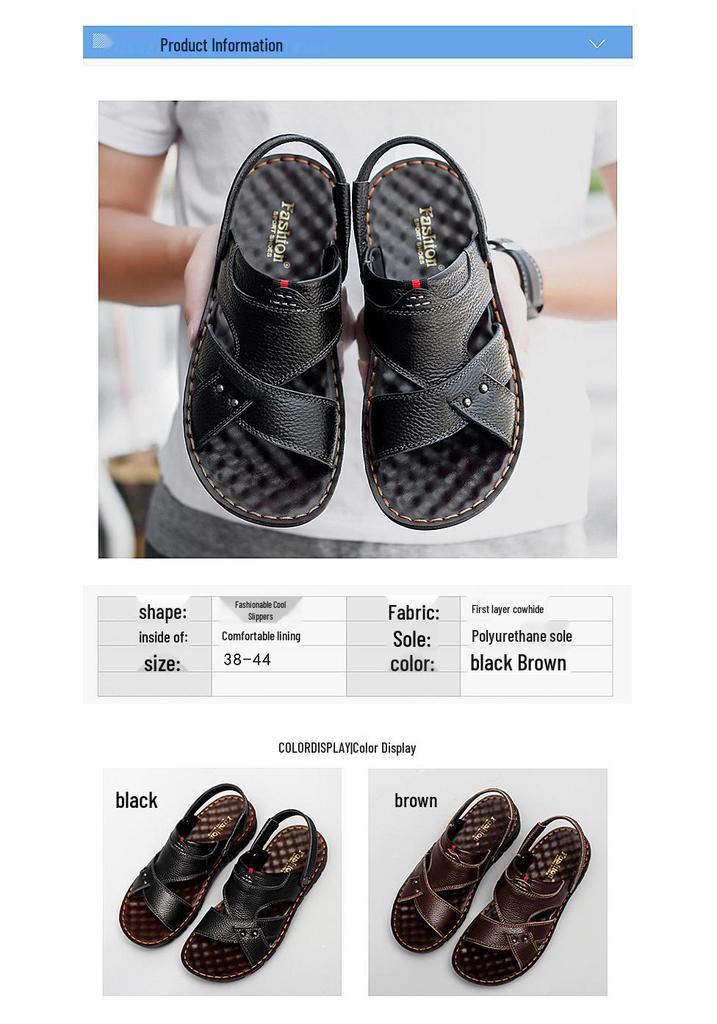 2023 Men's Genuine Leather Casual Beach Sandals