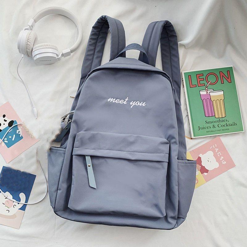 Shoulder Large Bag Capacity Simple Backpack School Junior Students Unisex Nylon