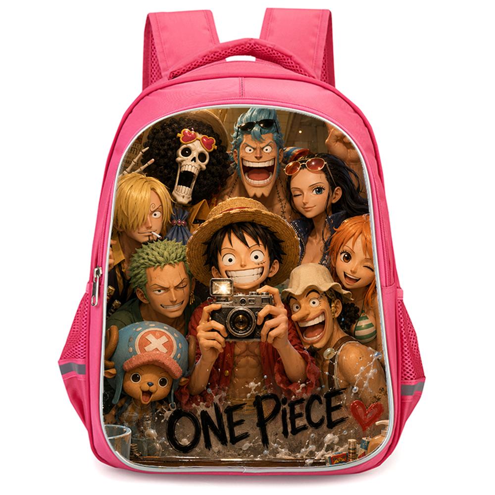 One Piece Mochila 16-Inch Cartoon Pink Lightweight Durable Children's School Backpack Ideal Gifts For Boys And Girls Ages 6-10