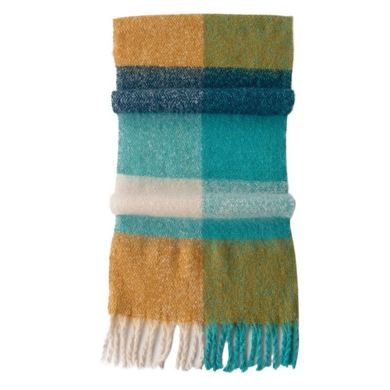Neuer Mohair Herbst- und Winter-Imitationskaschmirschal Regenbogenfarbzusammenstellung Verdickter Fransen-Schal Atmosphäre Warmer Schal