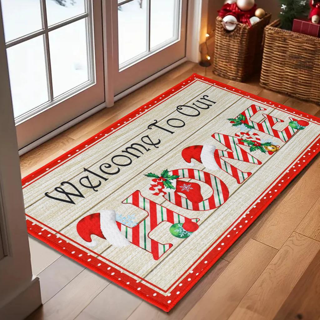 Christmas Floor Mat Outdoor Carpet Christmas Decor for Home 2025 Navidad Natal Santa Claus Door Mat Xmas Ornament New Year 2026