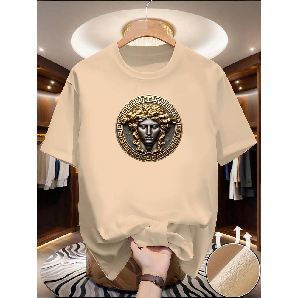 New Round Neck Running Versatile Comfortable T-shirt Men Summer Art Printing Breathable Loose Short Sleeve Cotton T-shirt