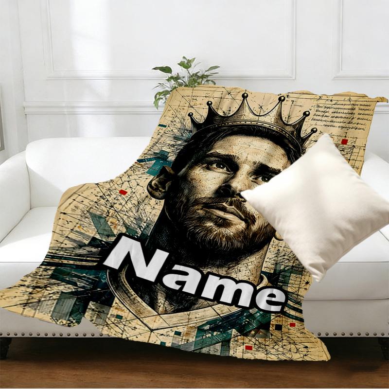 Custom Name Personalized football star Print Blankets, Home Decor, Bedroom, Sofa, Camping, Couch, Gifts for Birthday Christmas