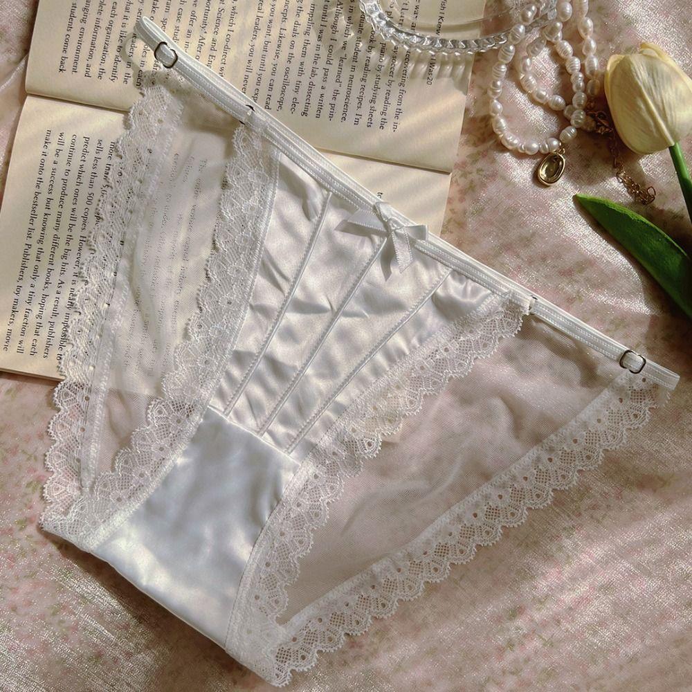Bow Underwear for Women Low Waist Mesh Briefs Summer Lace Panties  Lady