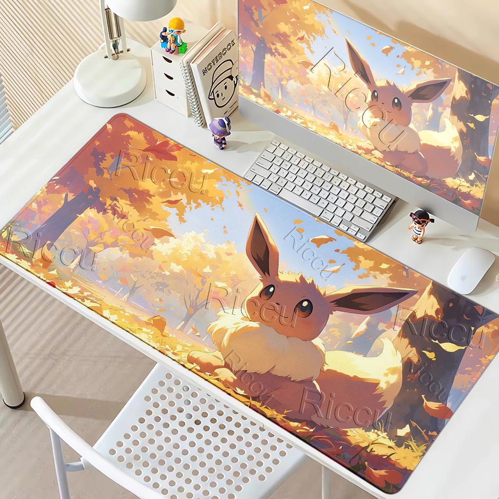 New Kawaii Eevees Aesthetics Mouse Pad Pokemons Computer Desk Accessories Office Gaming Keyboard Desk Mat Nonslip Mat Anime Rugs