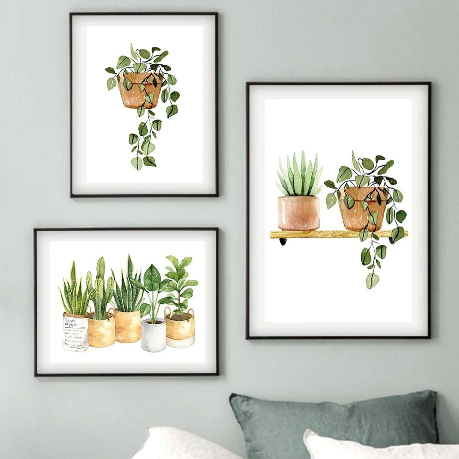 Cactus Tigre Pilan Monstera Piante Verdi Arte Murale Poster Nordici Pittura su Tela E Stampe Immagini da Parete Per Arredamento Soggiorno