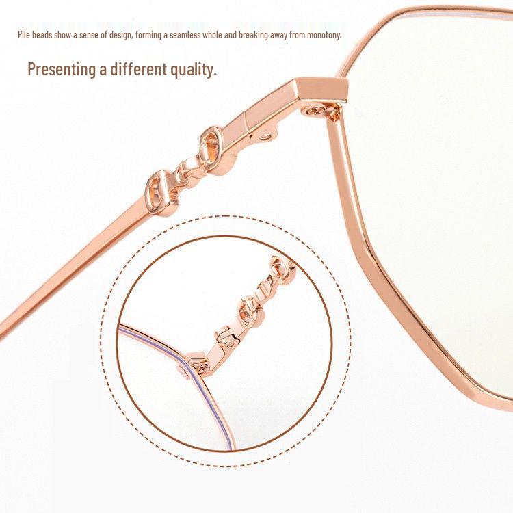 Elegante polygonale Metallrahmenbrille für Damen - Künstlerisch, klassisch, Blaulichtfilter-Myopie-Brille