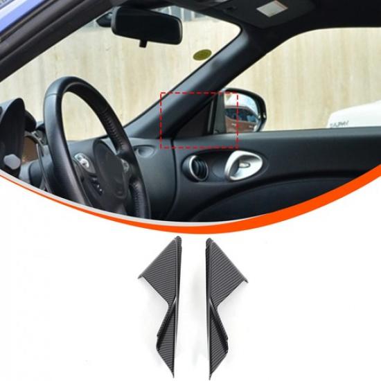 Carbon Fiber ABS Interior Door A-Pillar Cover Trim For Nissan 370Z Z34 09-20