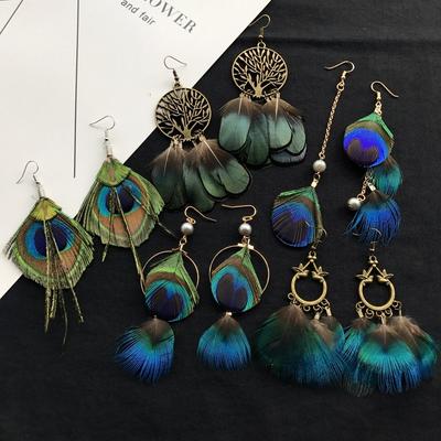 Pendientes de Plumas Exagerados Únicos Pendientes Largos de Plumas Creativos Pendientes Grandes Boho de Moda Joyería de Declaración para Mujer Venta al por Mayor