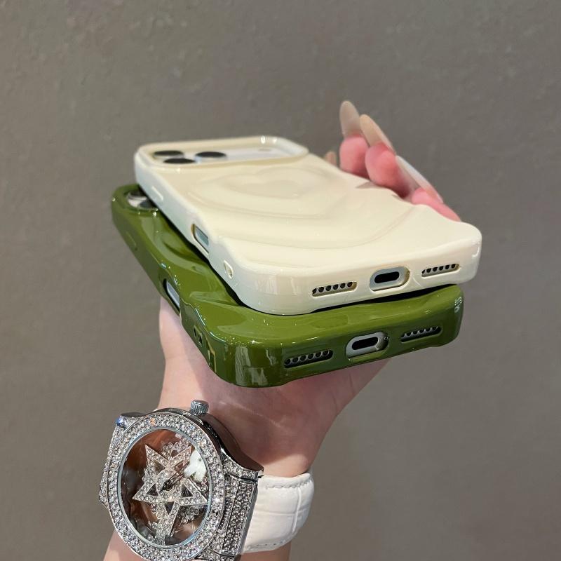 INS Glänzend Liebe Herz Handyhülle Für iPhone 17 Air 16 Plus 15 14 13 12 Pro Max Mode 3D Wellenmuster Galvanisiert Stoßfest Hülle