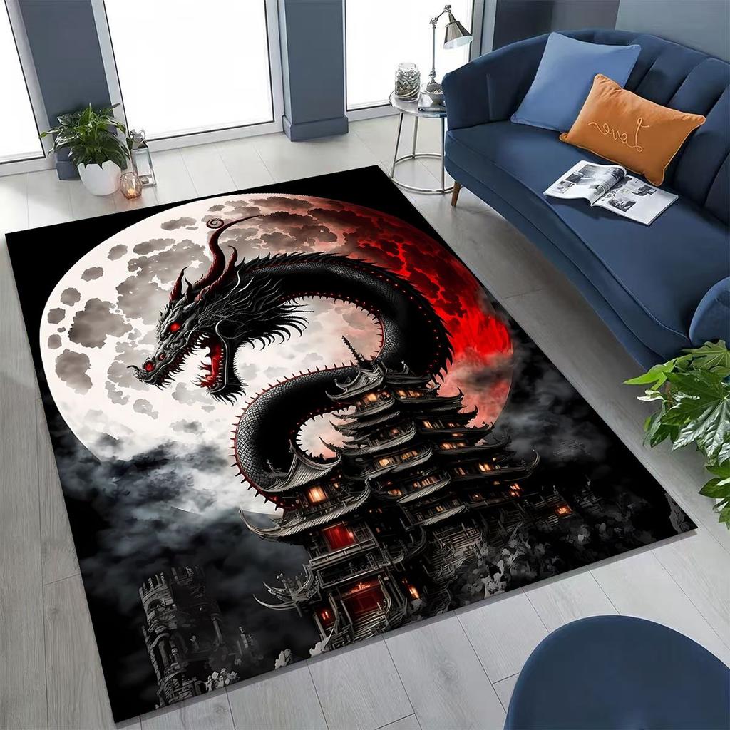 אמנות מיתולוגיה דרקון קסום שטיח מצויר לונג סיני לחדר שינה סלון ספה עיצוב שטיחון ביתי גדול מונע החלקה