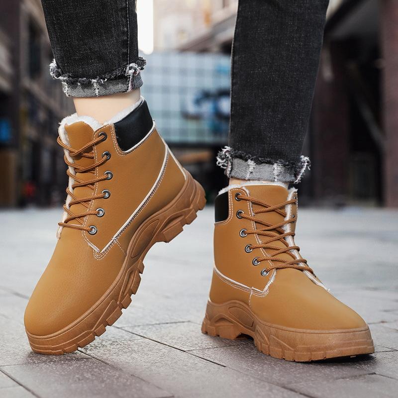Fashion Men High Quality Leather Boots Male Winter Casual Motorcycle Ankle Botas Hombre Men Lace-Up Basic Boots Man Fashion Men Boots