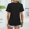 Women's Fashion Color V,neck Pleated Loose Short Sleeved T,shirt Top
