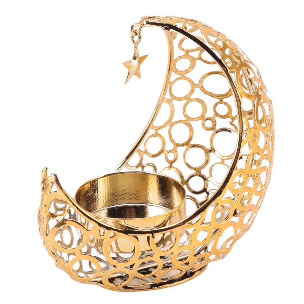 Romantic Candlestick Iron Hollowed Moon Shaped Candle Holder for Weddings Christmas Dining Coffee Table Decoration