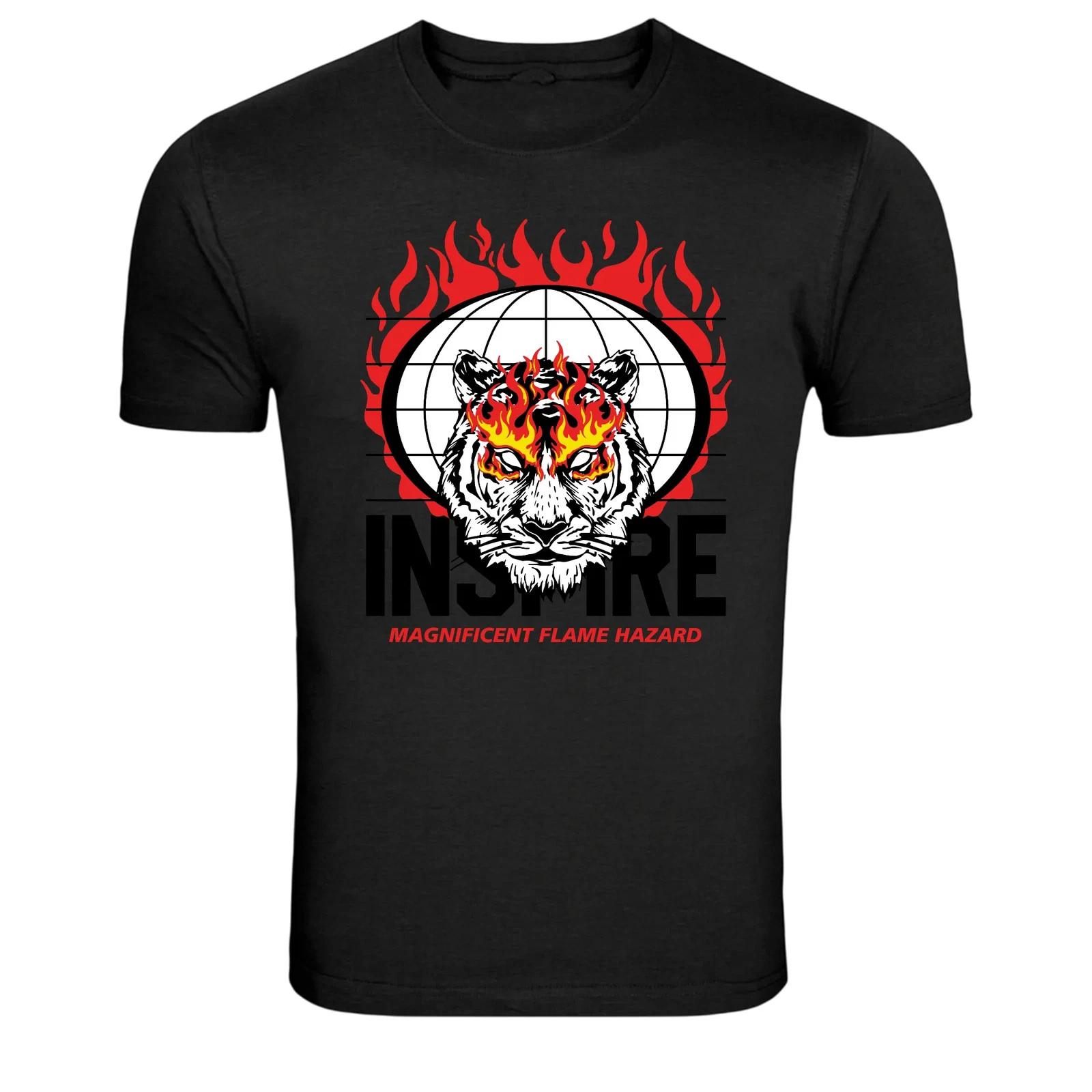 Inspire Tiger Flame Magnificent Flame Hazard Graphic Tee S