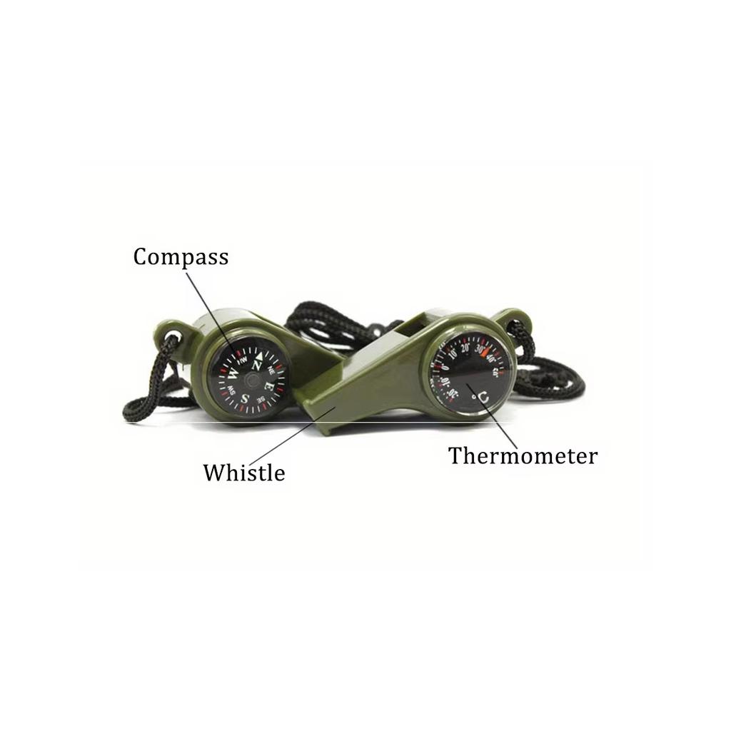 3-in-1 Survival Whistle for Compass, Thermometer, Referee, Sports Articles, Camping, Hiking, Outdoor Tools, 1/3 Units