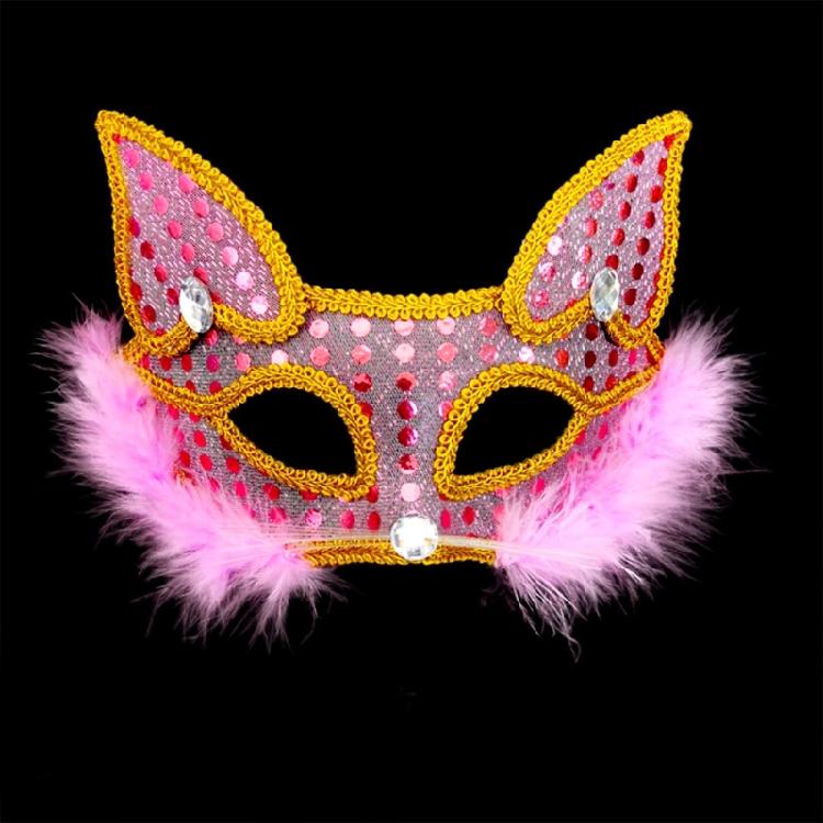 Masquerade Mask Foxes Mask Halloween Costume Mask Sequins Cats Mask Half Face Mask for Party