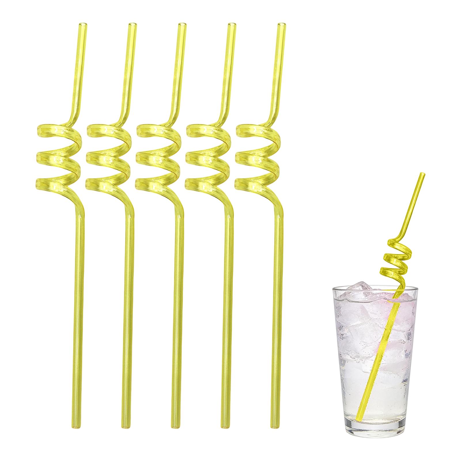 

Reusable Spiral Straws –PET Plastic, Food-Grade Safe, Ideal For Birthday Parties, Holidays, Weddings, Beach Cocktails, Drink Decorations One Size жовтий