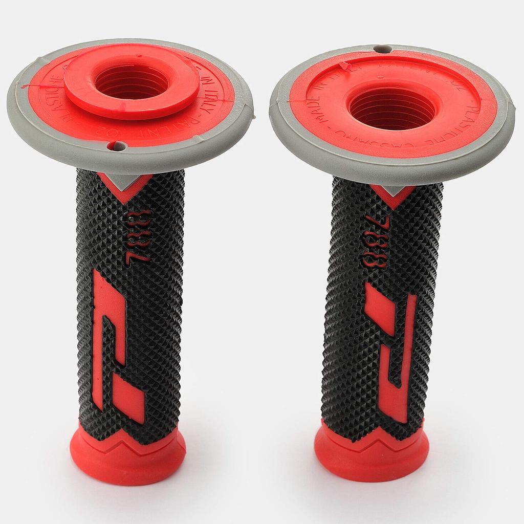 Daytona PROGRIP Motorcycle 788 for Handlebar Diameter 98113 Grips, 115mm, Vibration-Resistant Gel, End-Through Type, Type, Red, 22.2mm (Off-Road),
