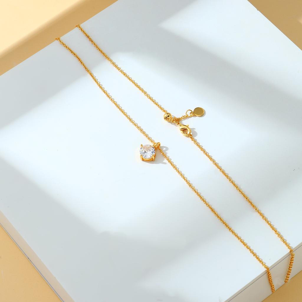 Zircon Necklace Pendant Collarbone Chain Jewelry For Women With Gift Box