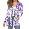 Women's Fashion Christmas Print Long-Sleeved Pocketed Slim-Fit Cardigan Coat