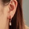 18K Plated Zirconium Rectangle Pendant Stainless Steel Earrings for Women
