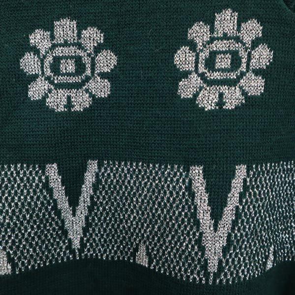 VINTAGE 80s Made in France Overall handle Long sleeve V-Net knit sweater Women Used