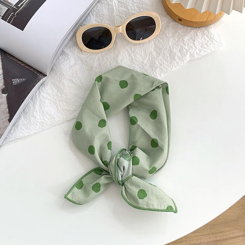 Silk scarf neck small square scarf high-end new versatile decorative small scarf polka dot headscarf pastoral hair band tied hair
