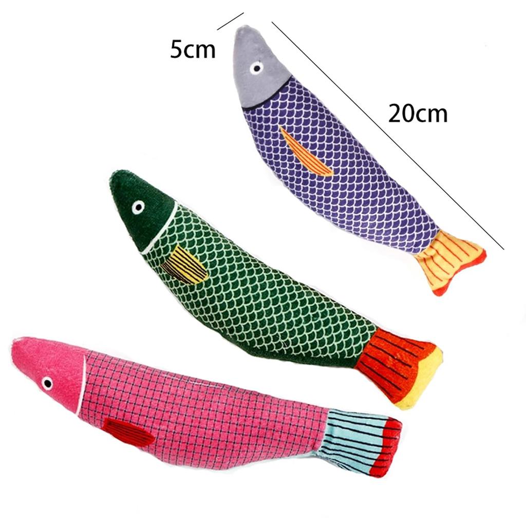 Set of 3 Cat Toys, Plush Fish Toys for Cats, Chew Toys for Exercise, Catnip Chew Toys, Pet Supplies