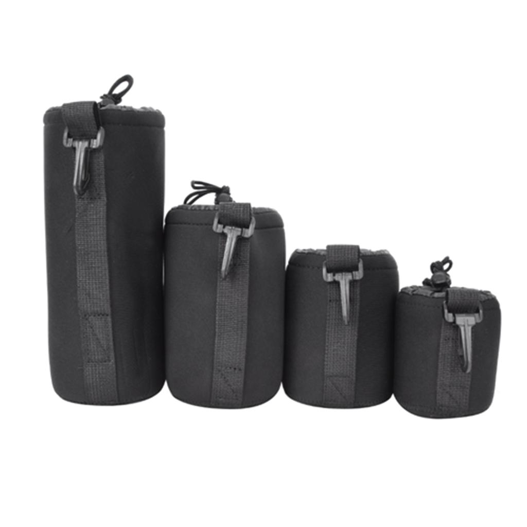 4PCS S M L XL Portable Neoprene Black Elastic Shock Absorption DSLR Camera Lens Cover Storage Bag