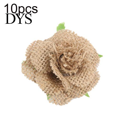 10Pcs Burlap Christmas Flower Rose Handmade DIY Rustic Wedding Xmas Party Decor