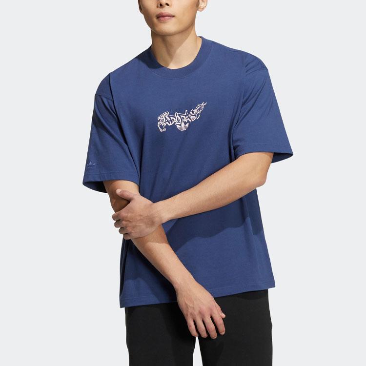 Adidas Originals Letter Print Sports Short Sleeve T-Shirt Unisex T-Shirts Blue H49560