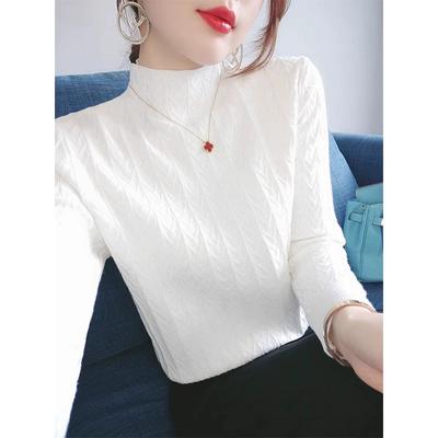 DIMANAF 2024 Jesień Damskie Podstawowe Swetry Pulowery Top Damski Dzianinowy Gładki Biały T-shirty Koszula