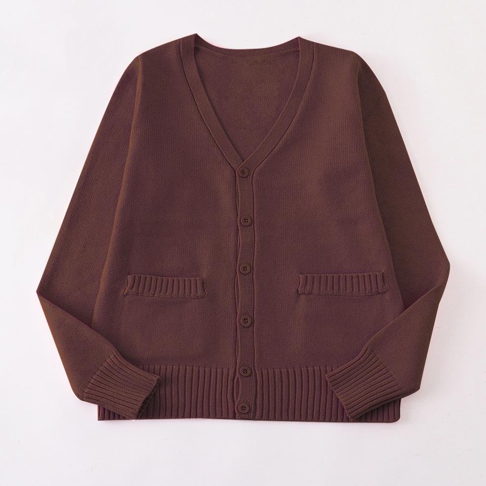 Japanese V-Neck Long Sleeve JK Uniform Cardigan - 7-Needle Thickened Sweater for Spring/Autumn