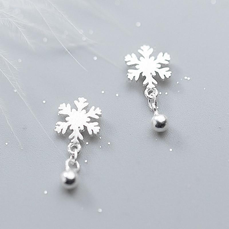 

Korean Mori Girl Snowflake Sterling Silver Stud Earrings - Sweet & Simple Christmas Gift