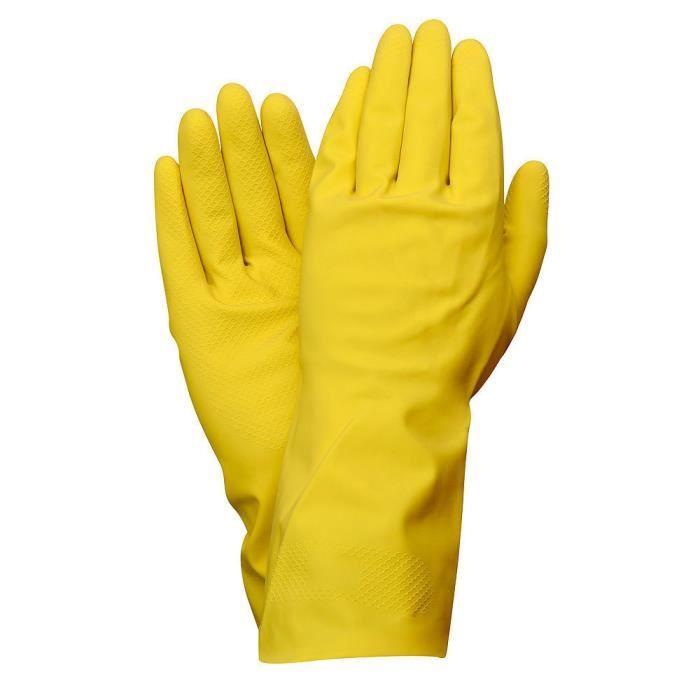 Gant en Latex - MAURER - Basic Domestico XL - 100% Latex Naturel - Intérieur Flocage - Couleur Jaune