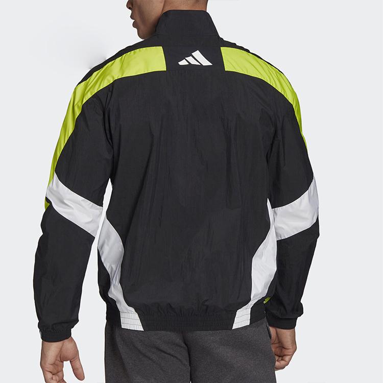 adidas Urban Q3 TT Sports Jacket with Geometric Pattern and Stand Collar Men Outerwear Black FR6599