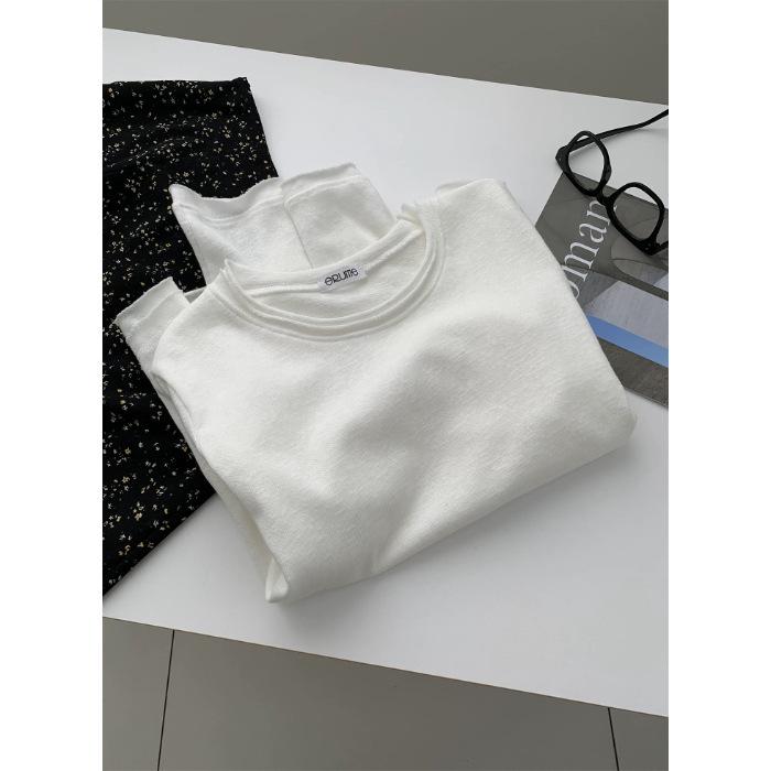 

Lotus Root Pink Plus Size Long Sleeve Cotton T-Shirt for Women - Autumn Loose Fit 2XL (up to 185 jin) белый