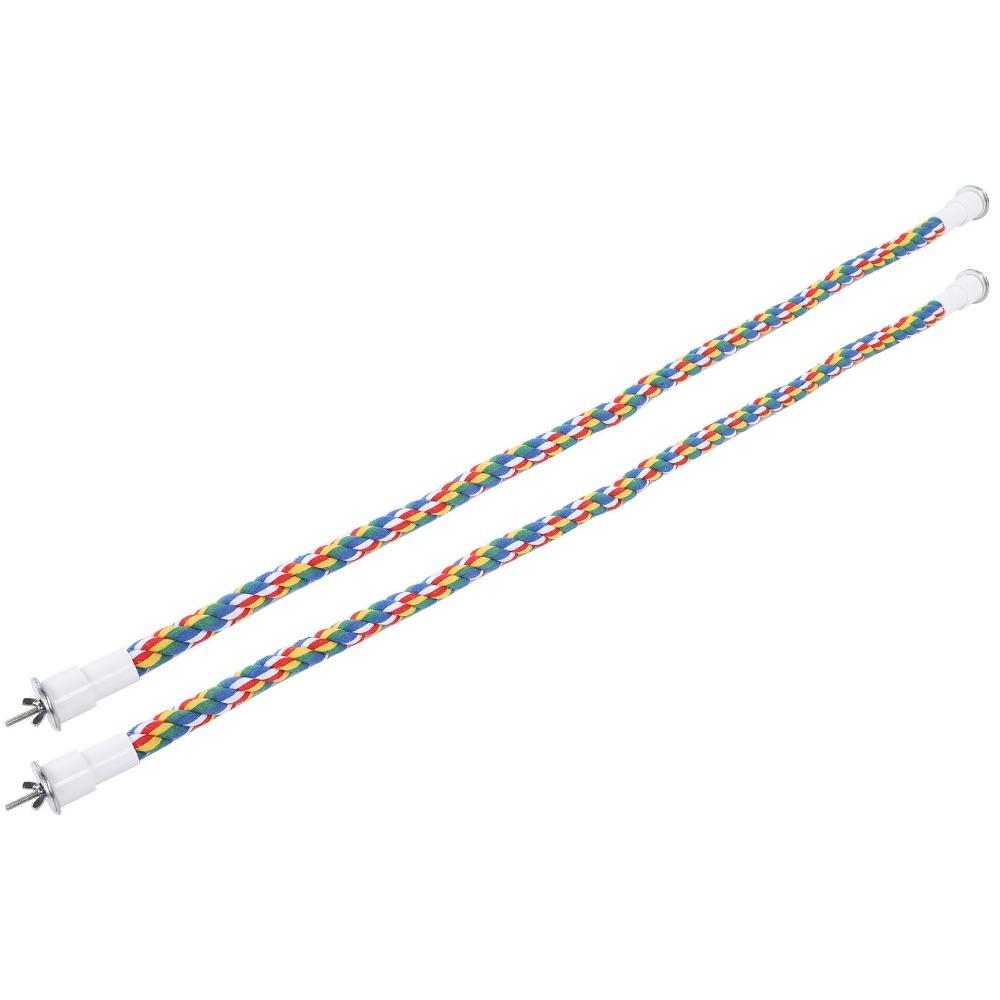 2pcs Colorful Cotton Rope Rope Perch Handmade Bendable Bird Swing Stainless Steel Spiral Stand Chew Toy Indoor Play