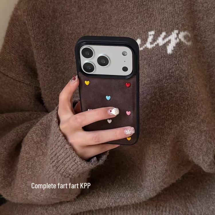 3D Heart Velvet Luxury Yellow Phone Case for iPhone 17 Pro Max/16/15